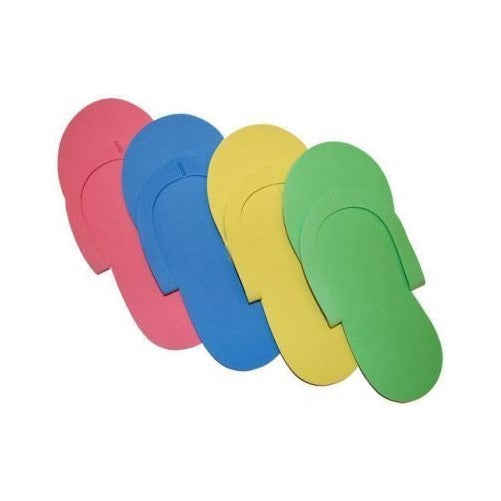 JOVANA 24 Pair Disposable Foam Pedicure Slippers Multi Color Flip Flop Salon Nail Spa