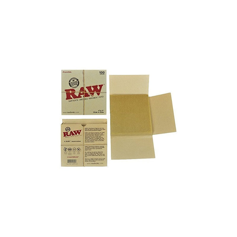 RAW Unrefined Parchment Paper Squares 5" x 5" 100 Sheet Pack