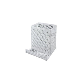 Artistic Urban Collection Punched Metal Pencil Cup with Cell Stand, White (ART20014WH)