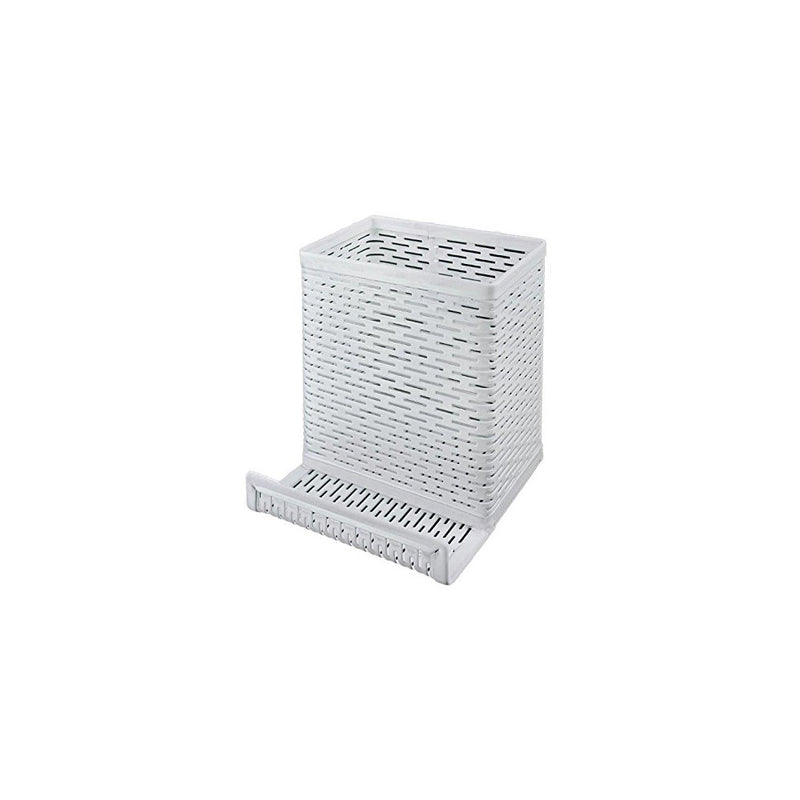Artistic Urban Collection Punched Metal Pencil Cup with Cell Stand, White (ART20014WH)