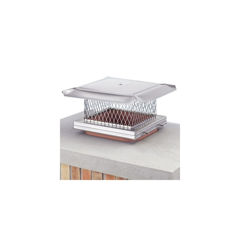 Homesaver 14607 13 Inch x 13 Inch HomeSaver Pro Stainless Steel Chimney Cap 304-alloy 18-ga. Base And Mesh 24-ga. Lid