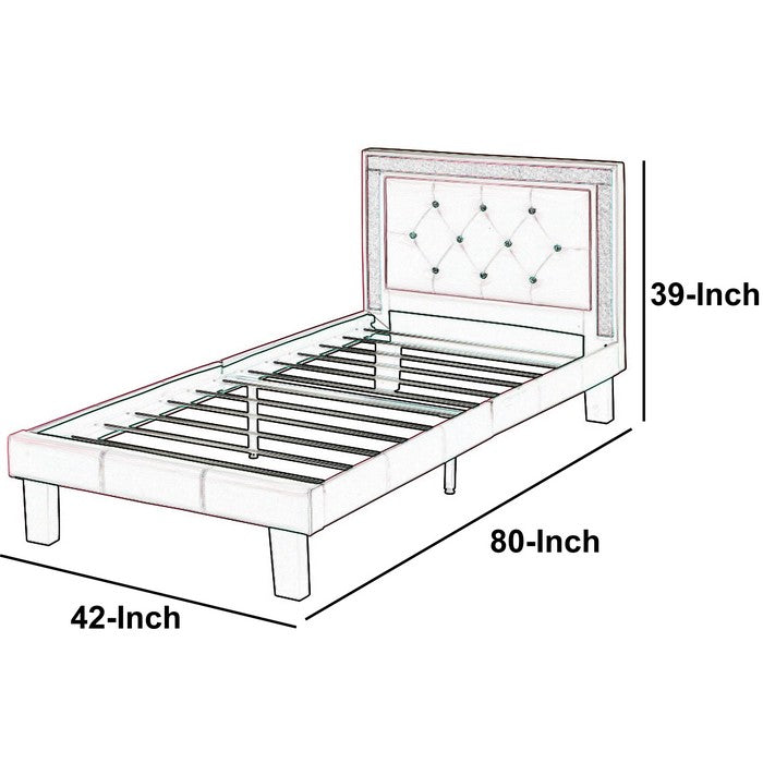 Polyurethane Twin Size Bed In High Headboard In Pink