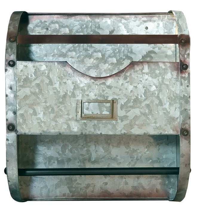 Benzara BM167291 Galvanized Metal Bathroom Caddy with Label Slot, Gray
