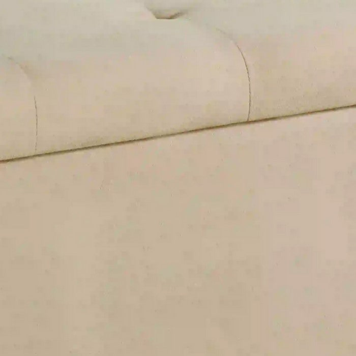 Fabric Upholstered Wooden Shoe Storage Ottoman, Brown and Beige