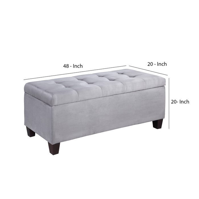 Fabric Upholstered Wooden Shoe Storage Ottoman, Gray and Black