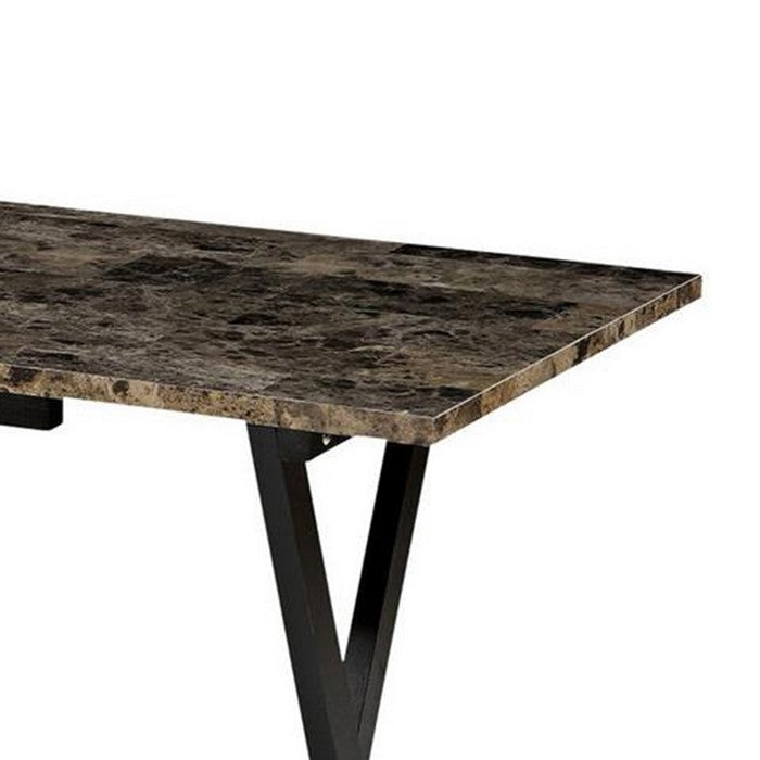 5 Piece Wooden Foldable Tray Table Set with Faux Marble Top, Brown