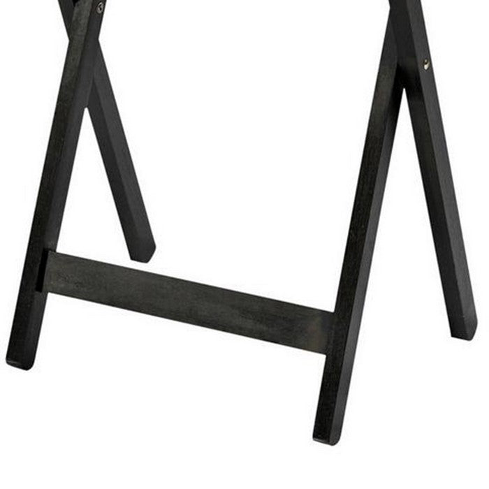 5 Piece Wooden Foldable Tray Table Set with Faux Marble Top, Brown