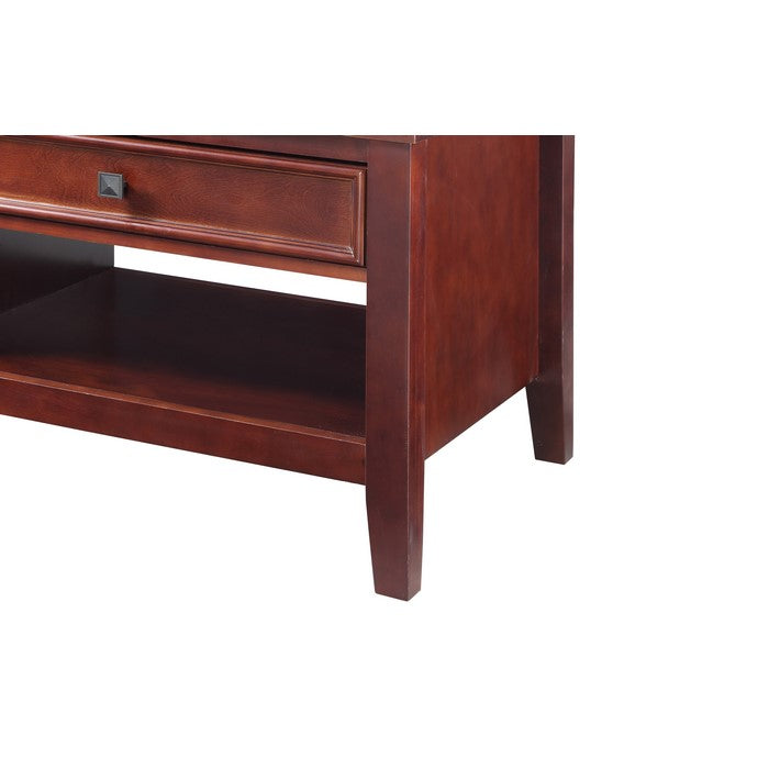 Wooden Coffee Table with Spacious Shelves and Drawer, Brown