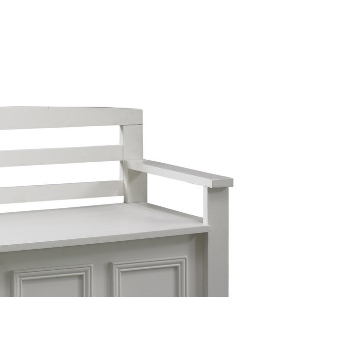 Wooden Storage Bench with Flip Top Seat and Ladder Style Back, White