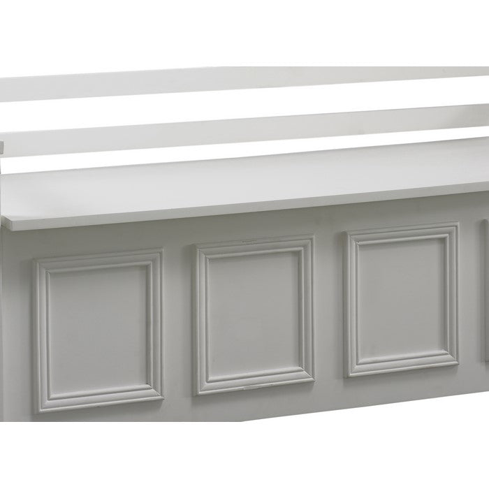 Wooden Storage Bench with Flip Top Seat and Ladder Style Back, White