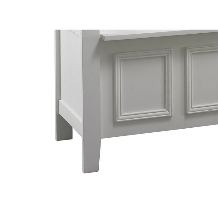 Wooden Storage Bench with Flip Top Seat and Ladder Style Back, White