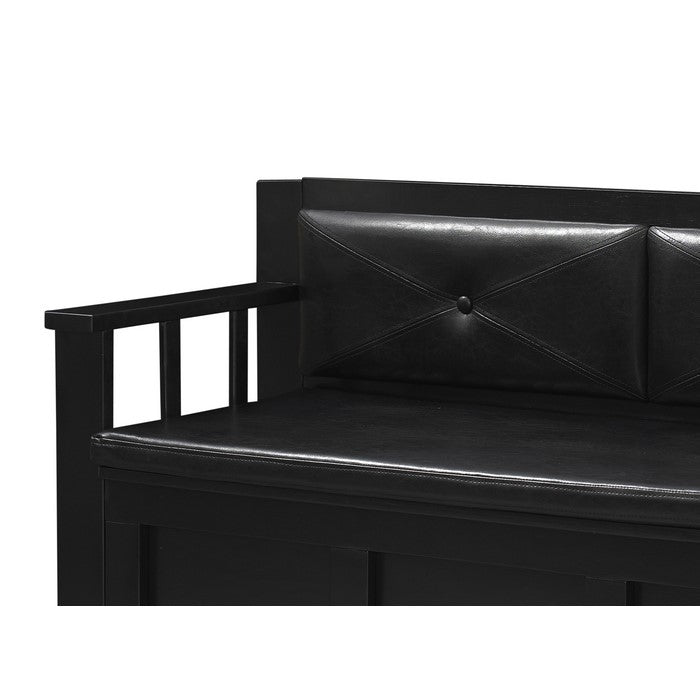 Fabric Upholstered Wooden Storage Bench with Flip Top Seat, Black