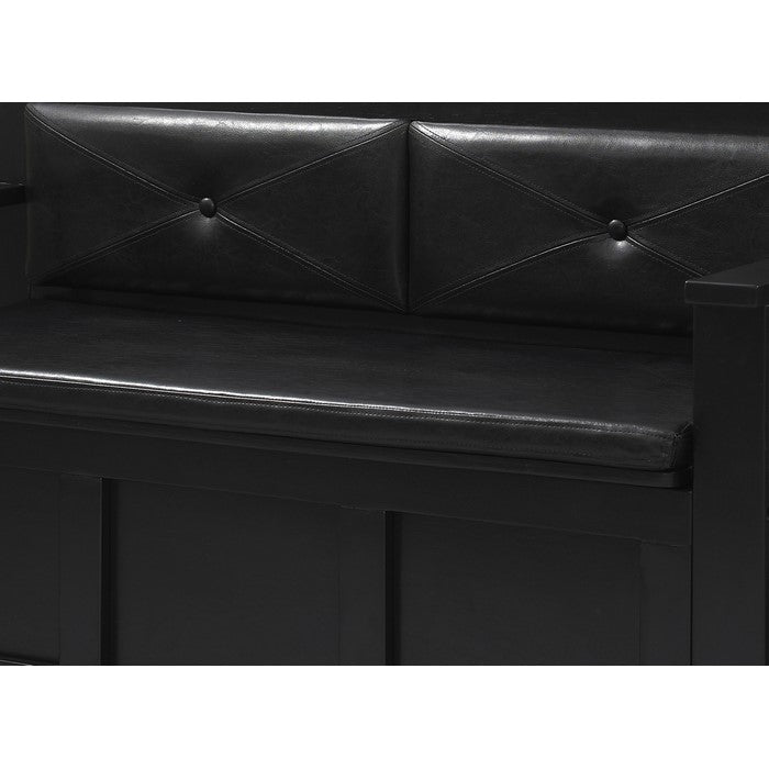 Fabric Upholstered Wooden Storage Bench with Flip Top Seat, Black