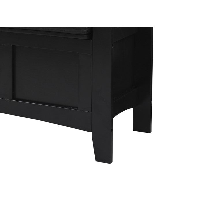 Fabric Upholstered Wooden Storage Bench with Flip Top Seat, Black