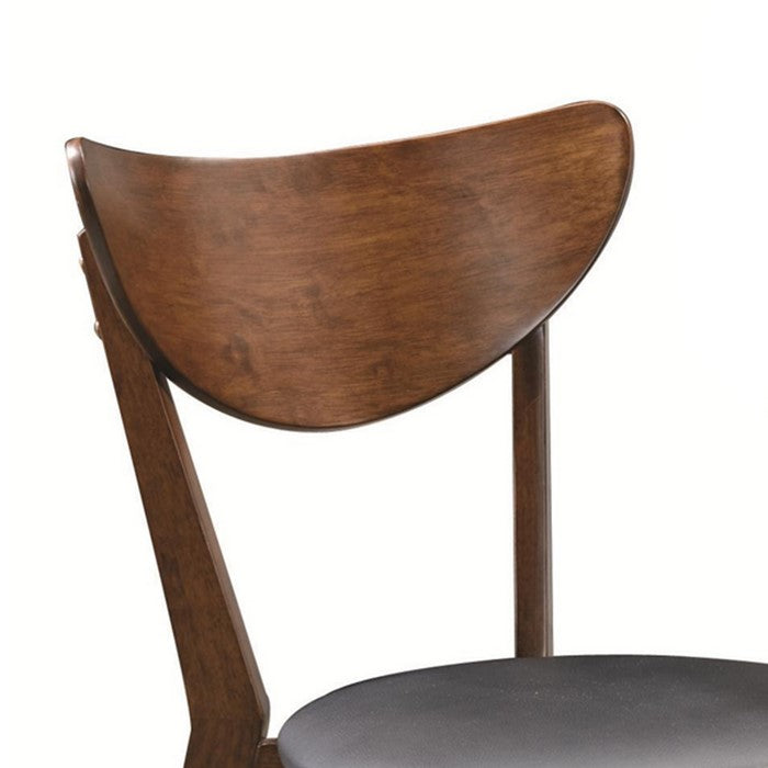 Dining Side Chair with curved Back, Brown & Black, Set of 2
