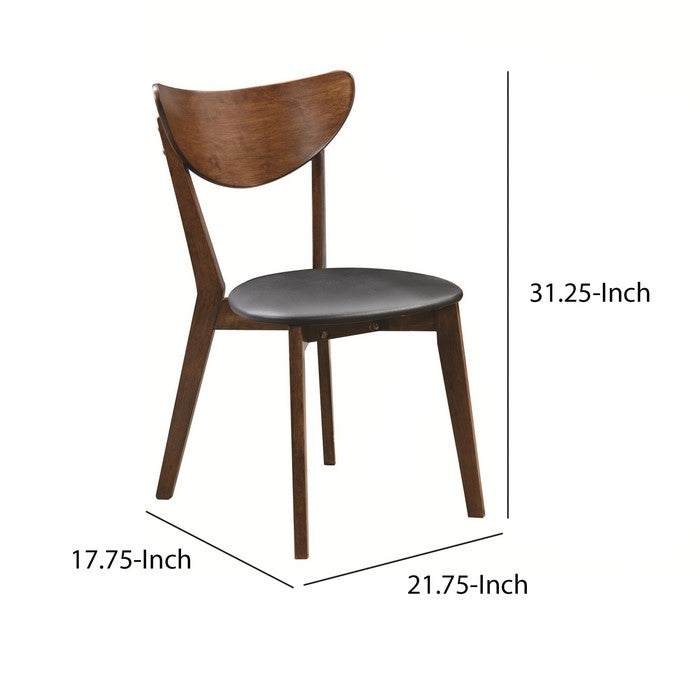 Dining Side Chair with curved Back, Brown & Black, Set of 2