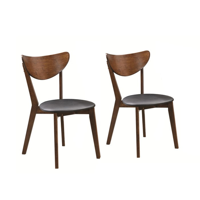 Dining Side Chair with curved Back, Brown & Black, Set of 2