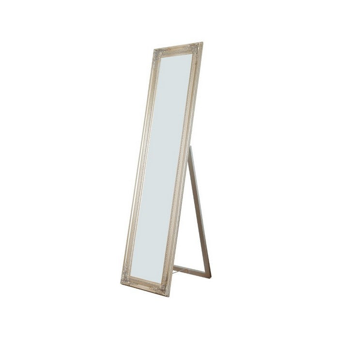 Standing Mirror withDecorative Design, Champagne Gold