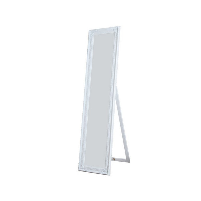 Standing Mirror withDecorative Design, White
