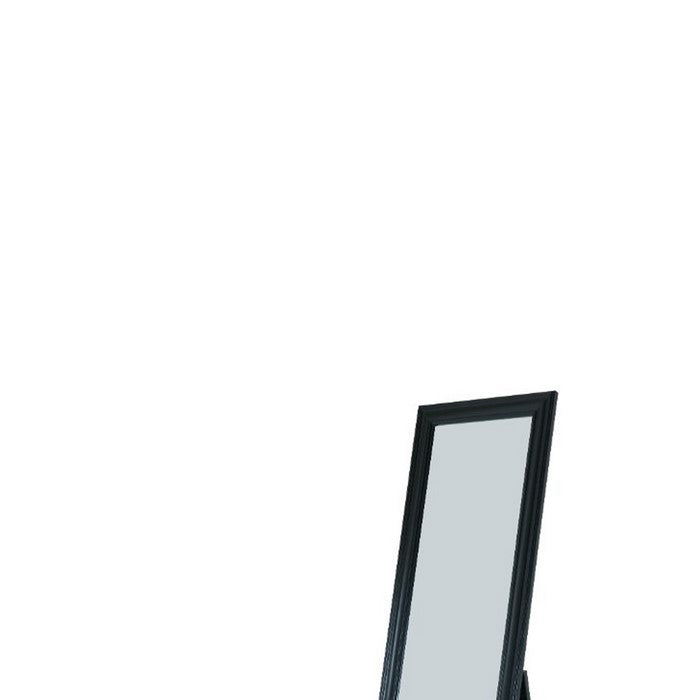 Standing Mirror withDecorative Design, Black