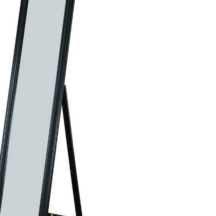 Standing Mirror withDecorative Design, Black