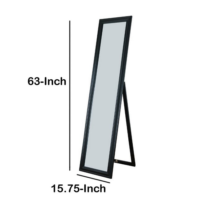 Standing Mirror withDecorative Design, Black