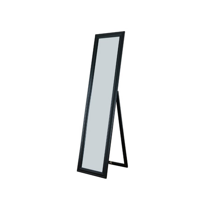 Standing Mirror withDecorative Design, Black