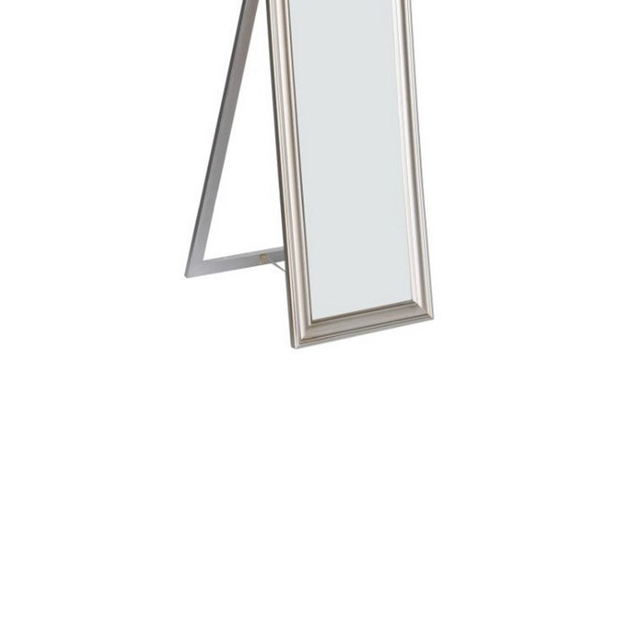 Standing Mirror withDecorative Design, Silver