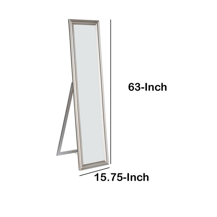 Standing Mirror withDecorative Design, Silver
