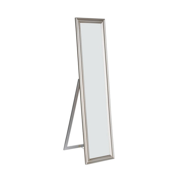 Standing Mirror withDecorative Design, Silver