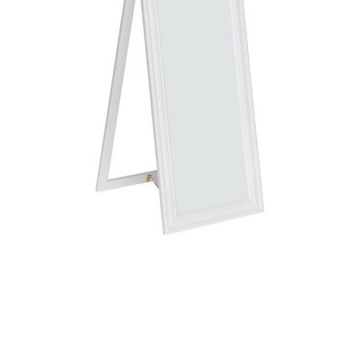Standing Mirror withDecorative Design, White