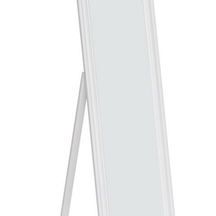 Standing Mirror withDecorative Design, White
