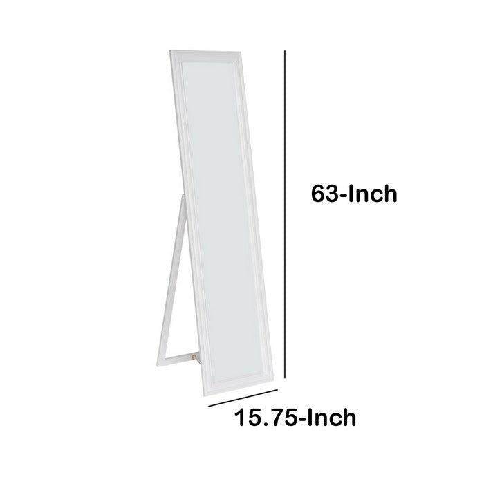Standing Mirror withDecorative Design, White