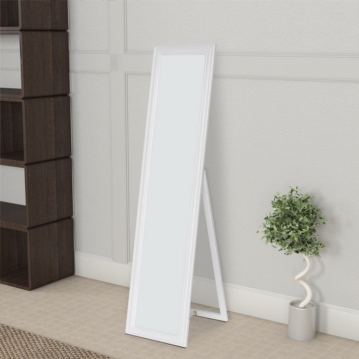 Standing Mirror withDecorative Design, White