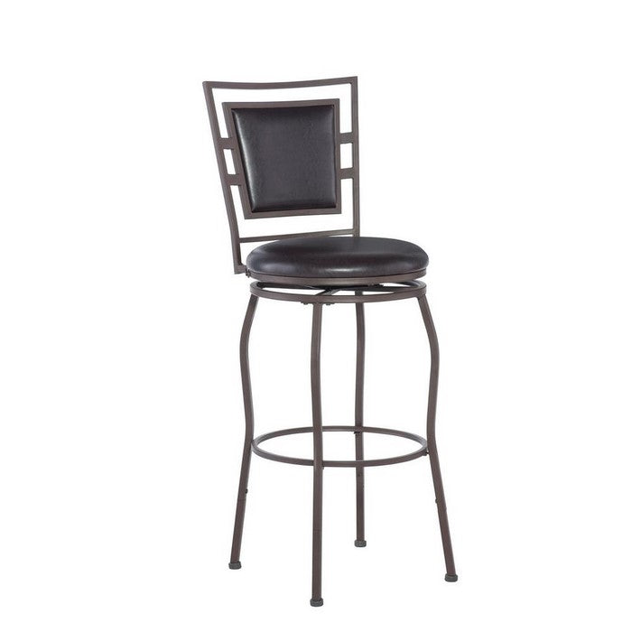 3 Piece Metal Adjustable Stool with Cushioned Seat and Backrest, Brown
