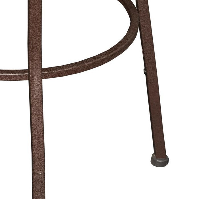 3 Piece Metal Adjustable Stool with Cushioned Seat and Backrest, Brown