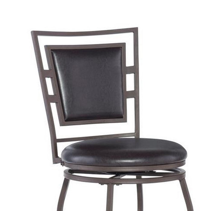 3 Piece Metal Adjustable Stool with Cushioned Seat and Backrest, Brown