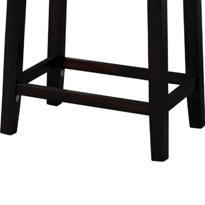 Fabric Upholstered Counter Stool with Nail head Trim, Brown and Beige