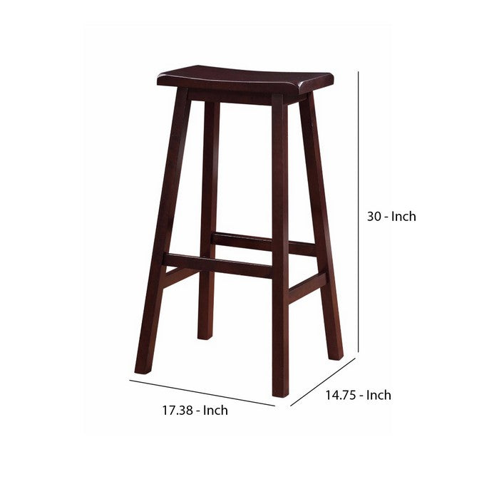 29 Inch Wooden Saddle Stool with Slanted Legs, Brown