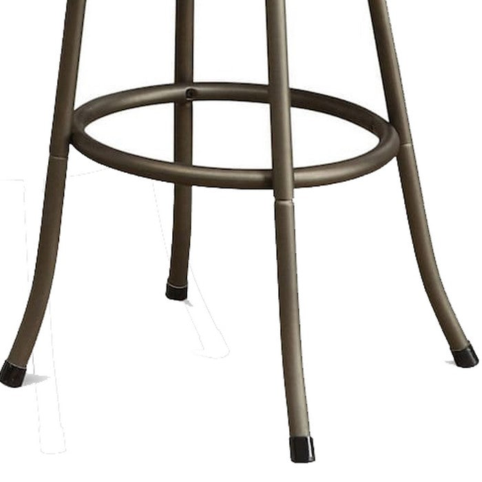 Metal And Microfiber Swivel Barstool, Champagne, Set of 2
