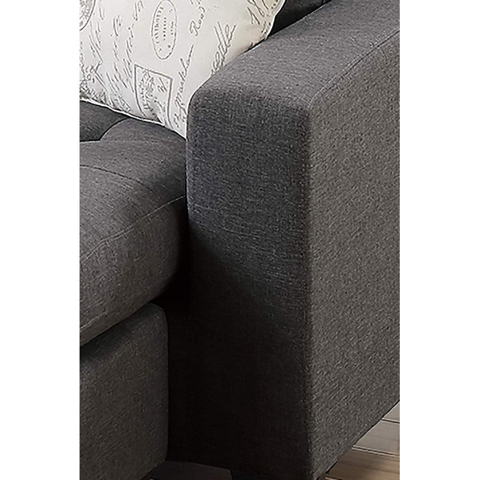 All In One Sectional With Ottoman And 2 Pillows In Gray