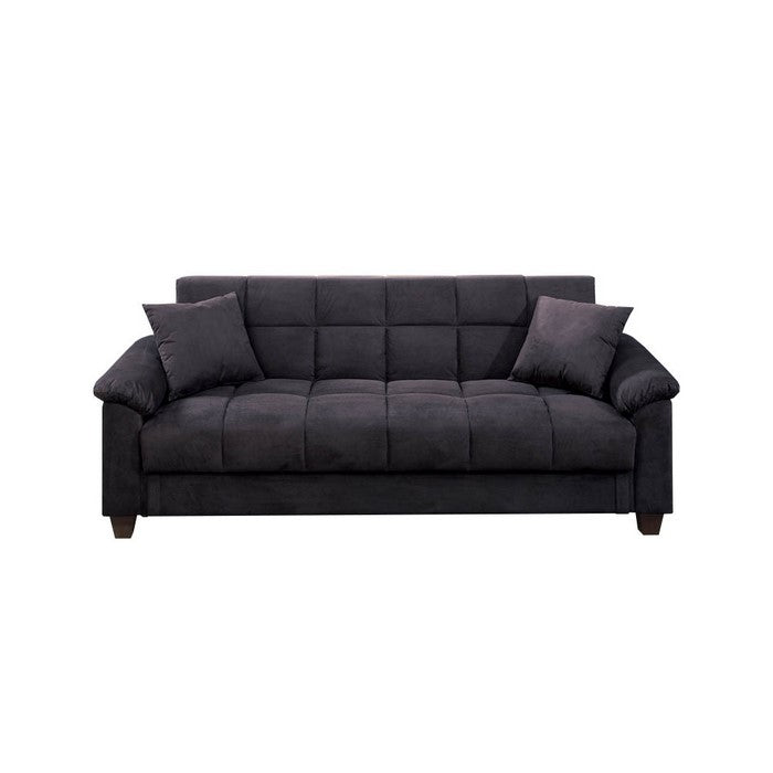 Microfiber Adjustable Sofa With 2 Pillows In Ebony Gray