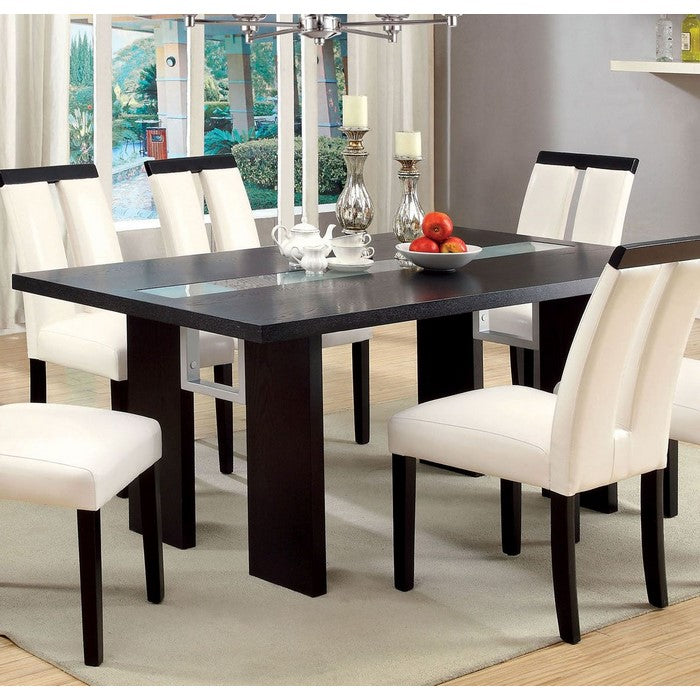 Glass-Insert Dining Table, Black