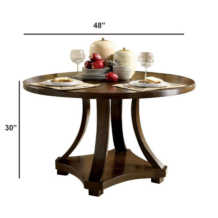 Round Dining Table, Dark Walnut Brown