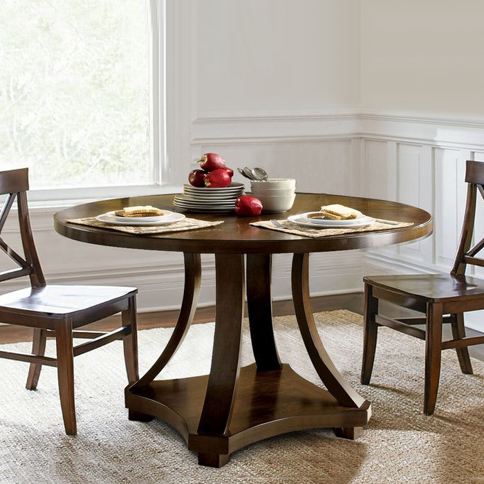 Round Dining Table, Dark Walnut Brown