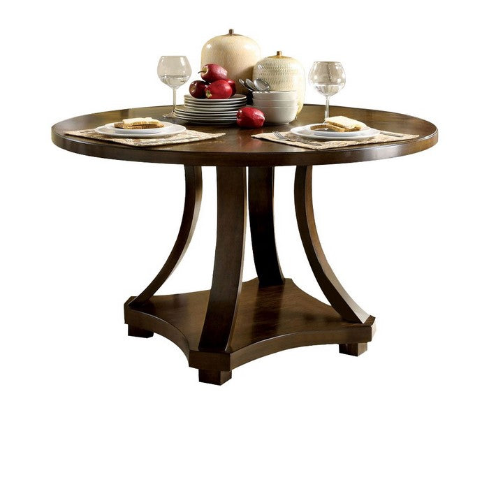 Round Dining Table, Dark Walnut Brown