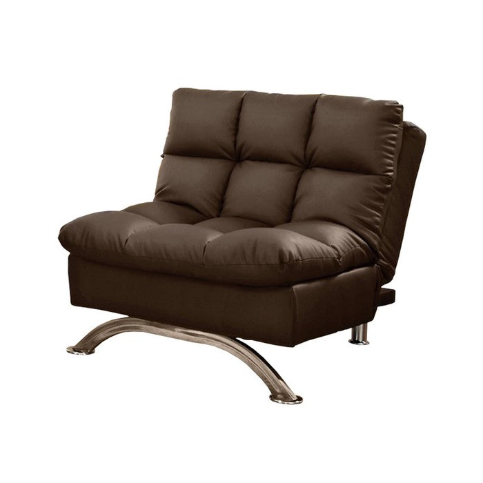 Fabric Upholstered Contemporary Chair With Metal Base, Dark Brown