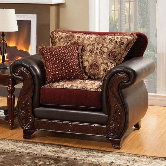 Traditional Chair, Burgundy, Dark Cherry Brown