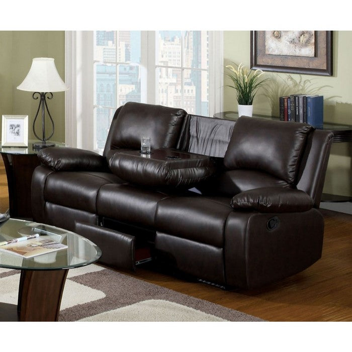 Leatherette Sofa, Rustic Dark Brown