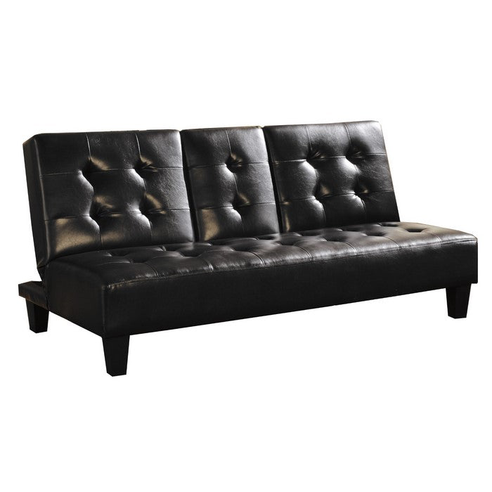 Faux Leather Upholstered Futon Sofa Bed In Black